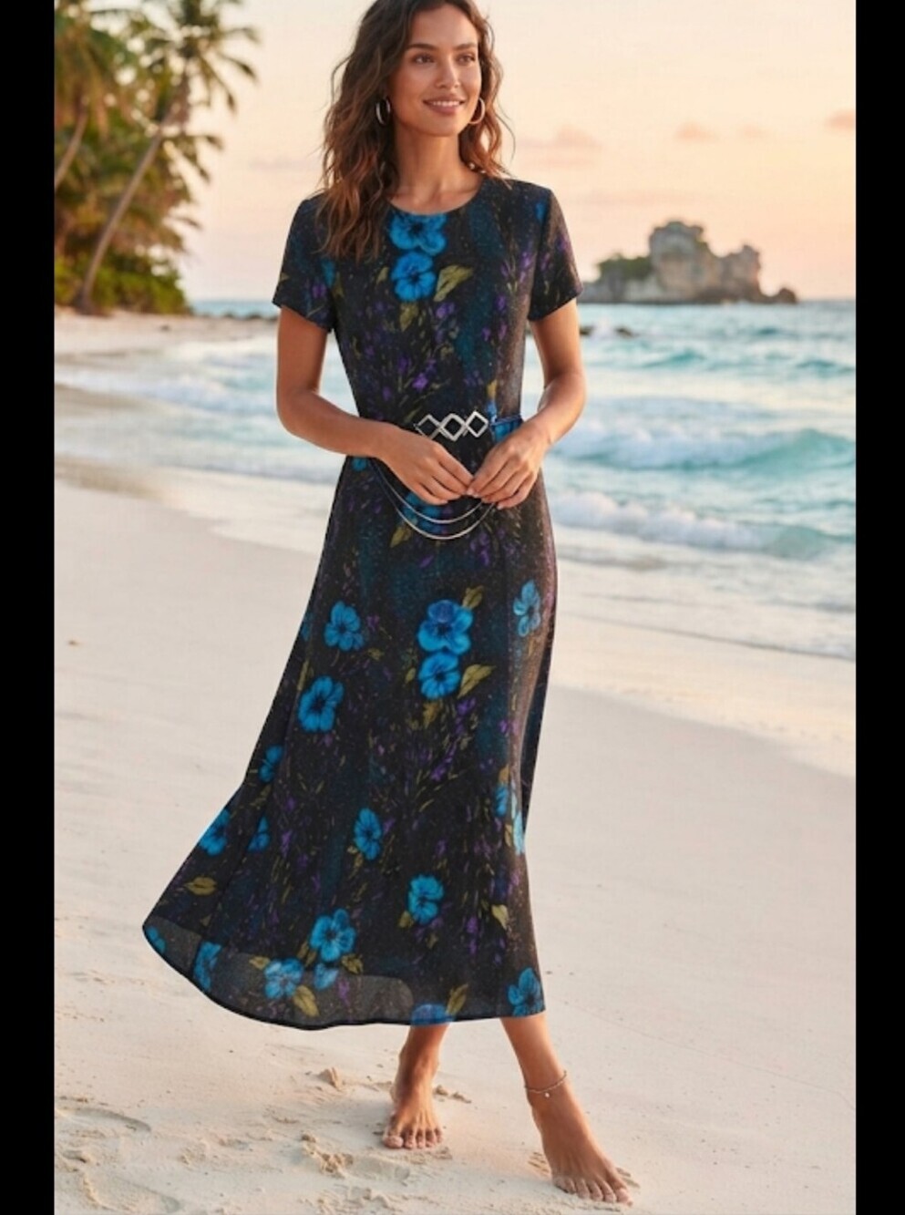 Scarlett Shimmerig Blue and Purple Floral Dress
